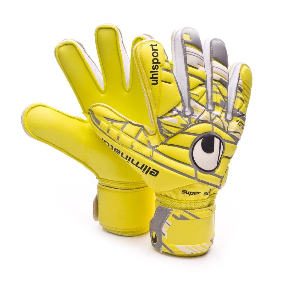 Uhlsport Eliminator SuperSoft Goalkeeper Gloves Yellow/Grey/White - Best Buy Soccer